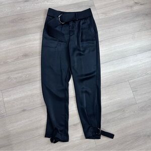 Ramy Brook satin belted high waisted pants black size 2